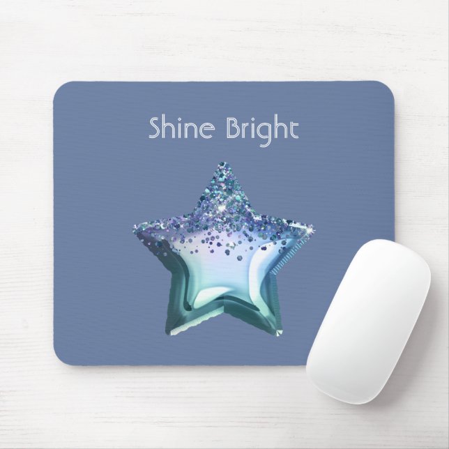 Mousepad Estrela Brilhante Verde Esmeralda Roxo Azul (Com mouse)