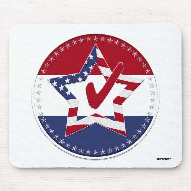 Mousepad Estrela com Bandeira dos EUA, Marca de Verificação (Frente)