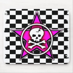 Mousepad Estrela & crânio do tabuleiro de damas de Emo