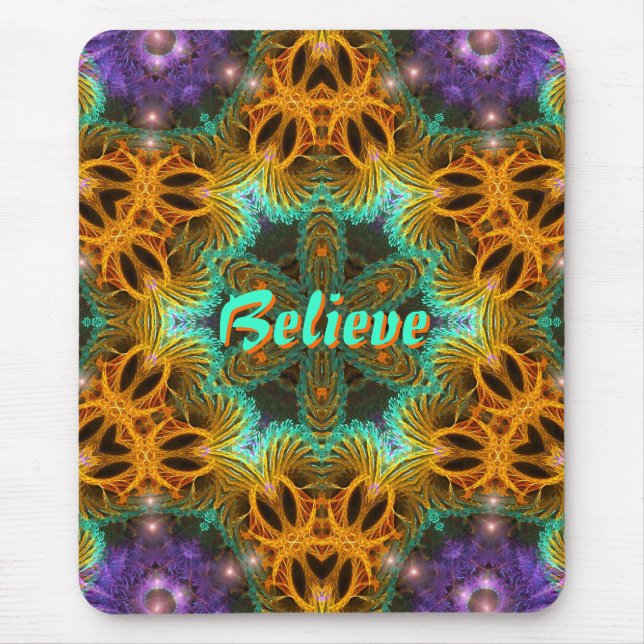 Mousepad Estrela de Arte Fraxtal Laranja Aqua Roxo (Frente)