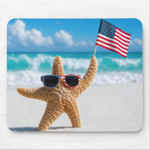 Mousepad Estrela-do-mar agitando a bandeira americana