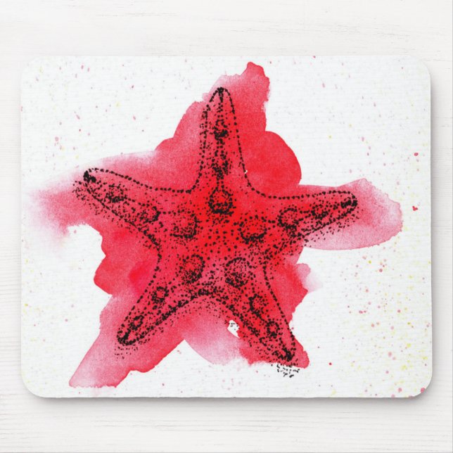 Mousepad Estrela do mar da aguarela (Frente)