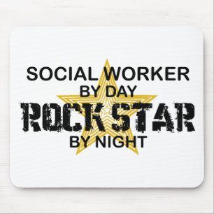 Mousepad Estrela do rock do assistente social em a noite
