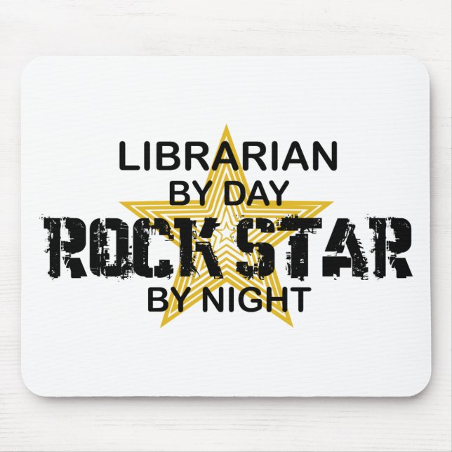 Mousepad Estrela do rock do bibliotecário em a noite (Frente)