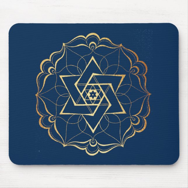 Mousepad Estrela Dourada de Filigre de David (Frente)