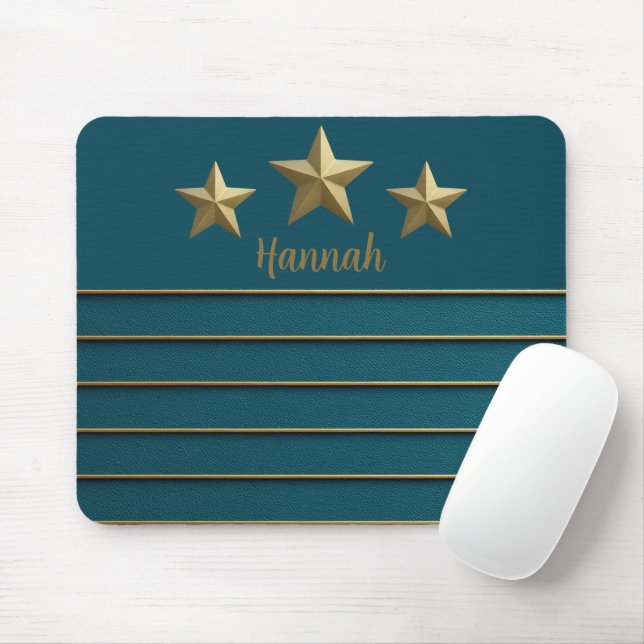 Mousepad Estrela Dourada no Teal (Com mouse)