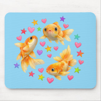Mousepad estrelas arco-íris kawaii adorável peixe de estima