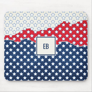 Mousepad Estrelas brancas monogramas