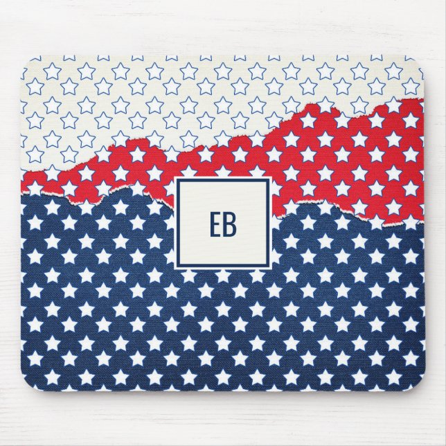 Mousepad Estrelas brancas monogramas (Frente)