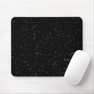 Mousepad Estrelas coloridas espumantes no design negro céu