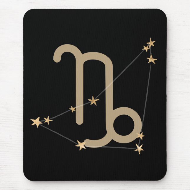 Mousepad Estrelas da constelação de zodipo preto de Capricó (Frente)