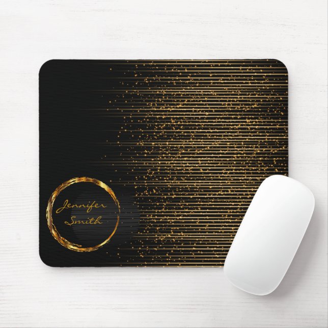 Mousepad Estrelas de disparo preto e Dourado (Com mouse)