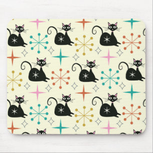 Mousepad Estrelas de meio século com Gato Atômico Preto