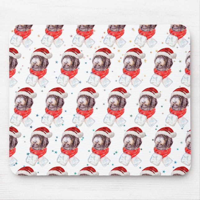Mousepad Estrelas de Natal de Cachorro Newfypoo (Frente)