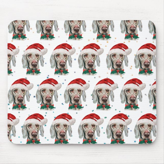 Mousepad Estrelas de Natal de Cachorro-Weimaraner (Frente)