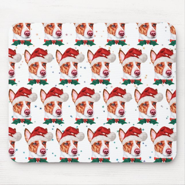 Mousepad Estrelas de Natal do Cachorro Podengo Português (Frente)