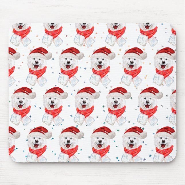 Mousepad Estrelas de Natal Samoyed Dog Breed (Frente)