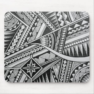 Mousepad Estrelas de Tatuagem Tribal Pretas e Brancas Strip