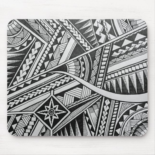 Mousepad Estrelas de Tatuagem Tribal Pretas e Brancas Strip (Frente)