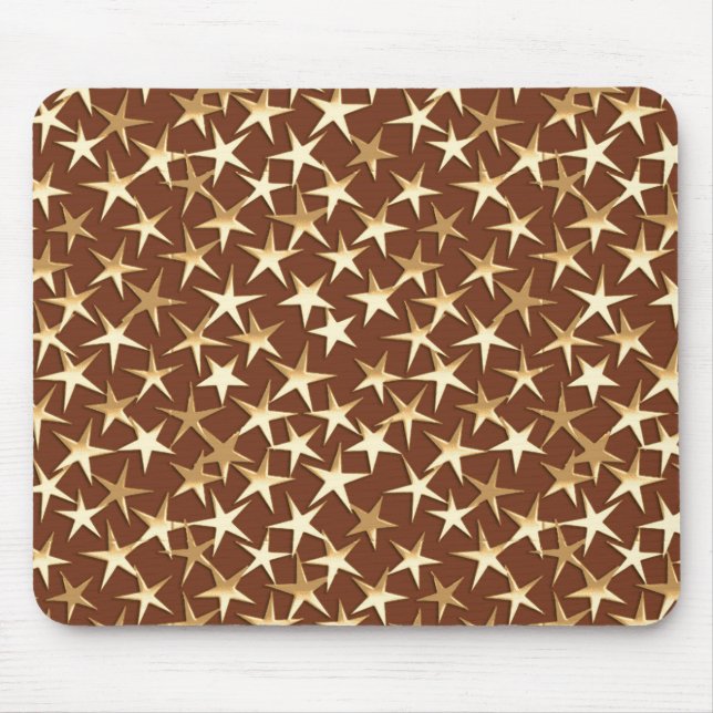 Mousepad Estrelas Douradas de chocolate marrom (Frente)