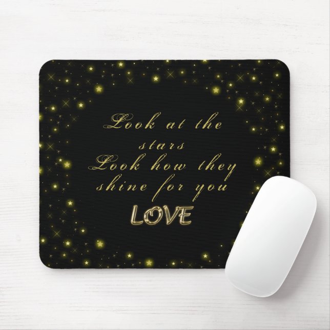 Mousepad Estrelas Douradas personalizadas e brilhantes a pr (Com mouse)