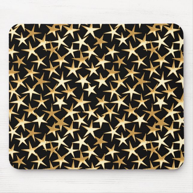 Mousepad estrelas Douradas sobre fundo preto (Frente)