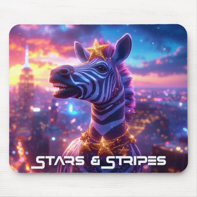 Mousepad Estrelas e faixas com ZEBRA ZANZIBAR (Frente)