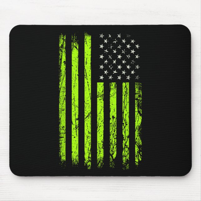 Mousepad Estrelas e Listras Verdes. Bandeira Americana dos  (Frente)