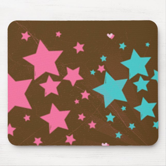 Mousepad Estrelas Expresso Cor-de-Rosa e Azul - Pasta-do-mo (Frente)