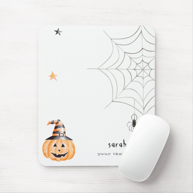 Mousepad Estrelas na Web de Pumpkin Spider de Halloween Cut (Com mouse)