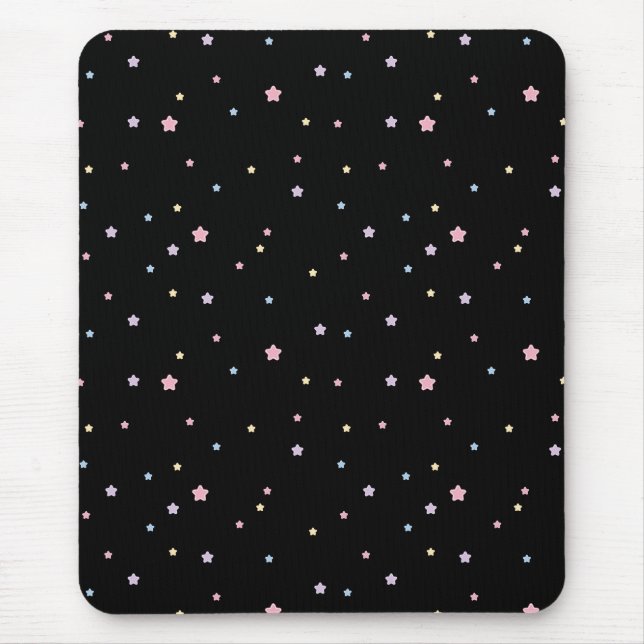 Mousepad Estrelas - Padrão - Cores Pretas e Pastéis (Frente)