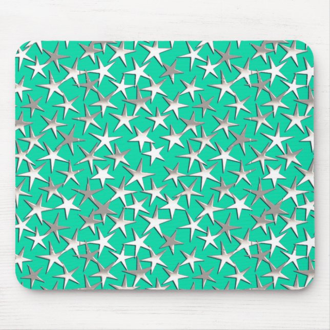 Mousepad Estrelas prateadas na turquesa (Frente)