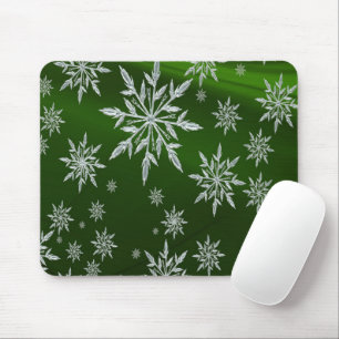 Mousepad Estrelas verdes de Natal com cristal de gelo branc