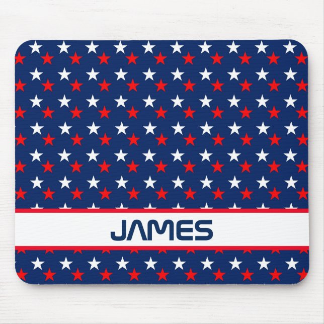 Mousepad Estrelas Vermelhas e Azuis Patriotas Personalizada (Frente)