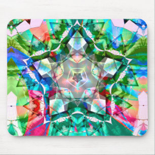 Mousepad Estrelas virtuais verdes coloridas com tons de neo