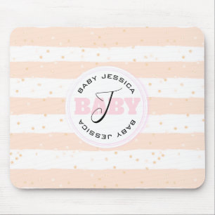 Mousepad Estrias Bebidas, Monogramas, rosa e branco