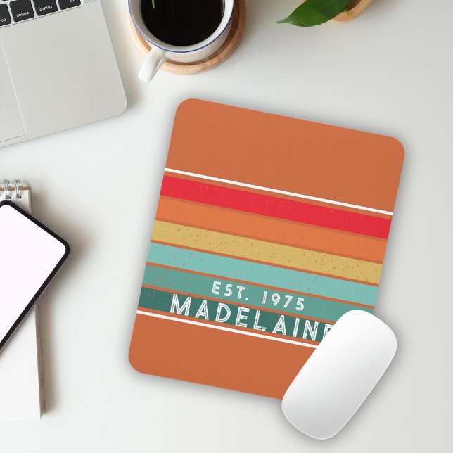 Mousepad Estrias Coloridas Retrovisuais Laranja Quente (Criador carregado)