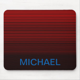 Mousepad Estrias Vermelhas, Cor Azul, Laranja, Monograma