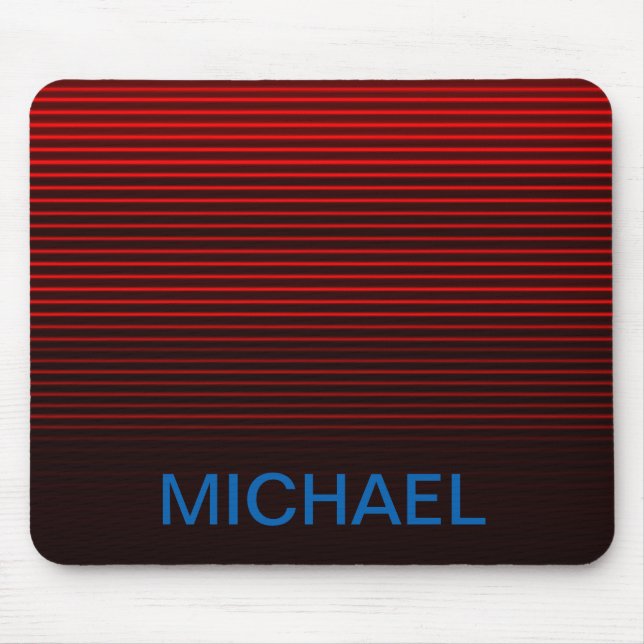 Mousepad Estrias Vermelhas, Cor Azul, Laranja, Monograma (Frente)