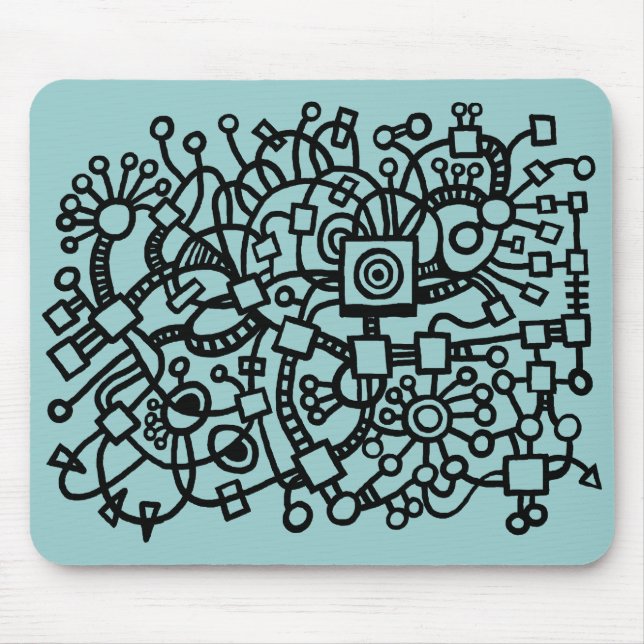 Mousepad Estrutura abstrato - Preto em Verde Azul (Frente)