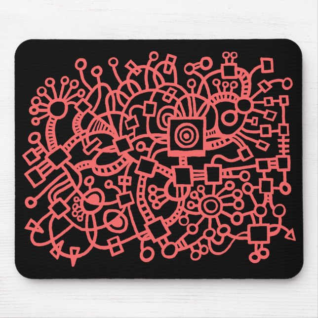 Mousepad Estrutura abstrato - Rosa tropical em preto (Frente)