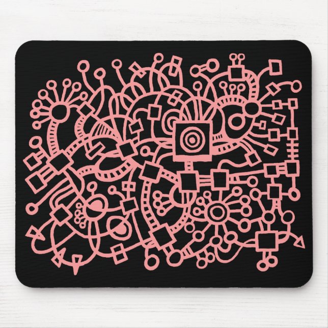 Mousepad Estrutura de abstrato - Cor-de-rosa suave em preto (Frente)