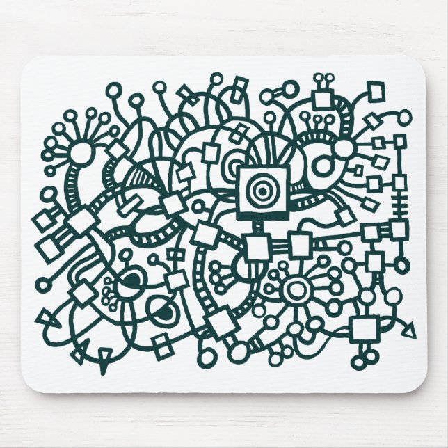 Mousepad Estrutura de abstrato - Verde Escuro em Branco (Frente)