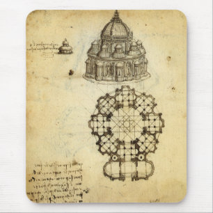 Mousepad Estudo da Catedral Arquitetônica por Leonardo da V