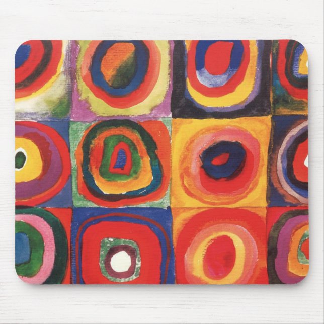 Mousepad Estudo de cor de Kandinsky Quadrados Círculos Arte (Frente)