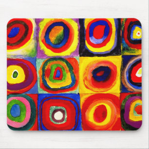 Mousepad Estudo de cor de Kandinsky Quadrados Círculos Arte