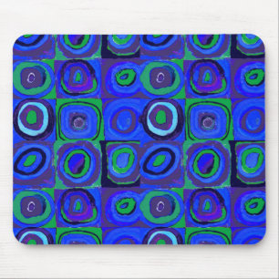Mousepad Estudo de Cor Quadrados Círculos Azuis