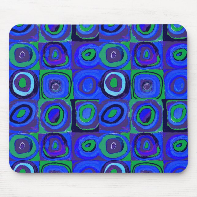Mousepad Estudo de Cor Quadrados Círculos Azuis (Frente)