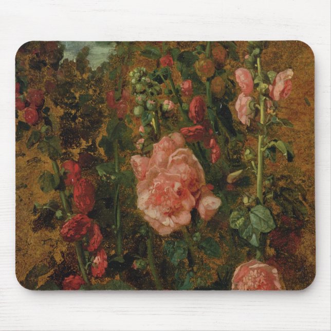 Mousepad Estudo dos Hollyhocks, c.1826 (óleo a bordo) (Frente)