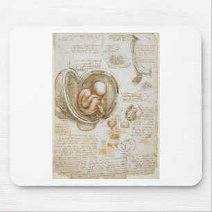 Mousepad Estudos de Leonardo da Vinci do feto no ventre